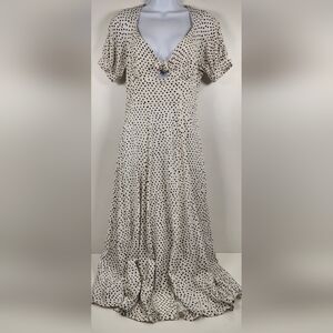 Urban Outfitters Polka Dot Maxi Dress Size 6 White Tie Front Pin Up Girly Preppy